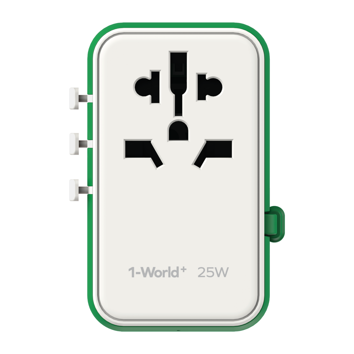 1-World+ 3-Port Travel Charger Built-In USB-C Cable 25W