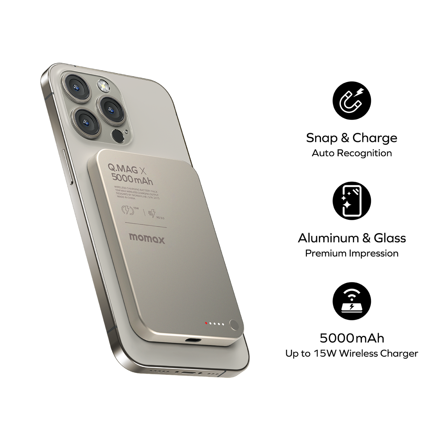 Batterie externe sans fil magnétique Q.Mag X 5000mAh - Gen 2