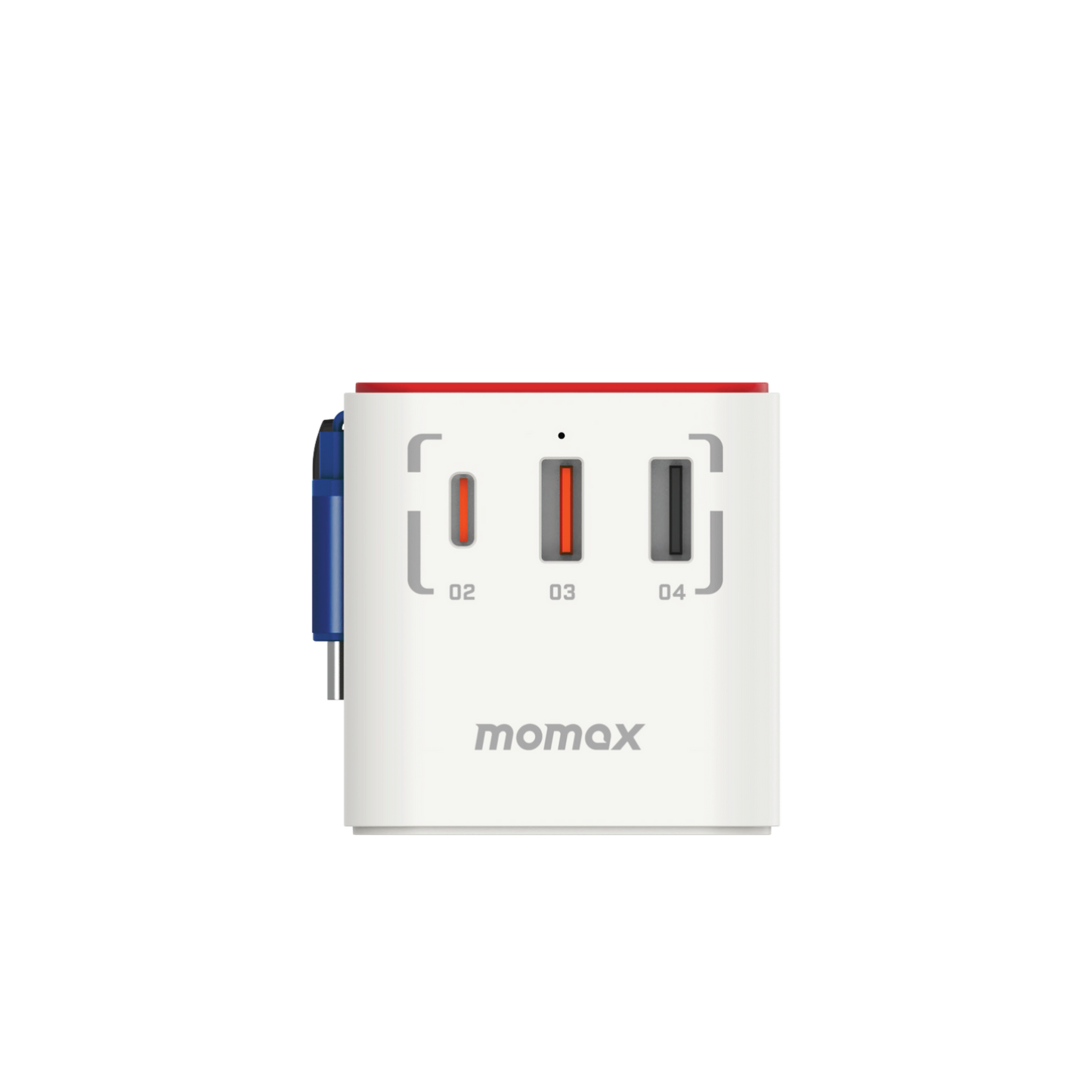 1-World+ 3-Port Travel GaN Charger With Built-in USB-C Cable 70W - Limited Edition