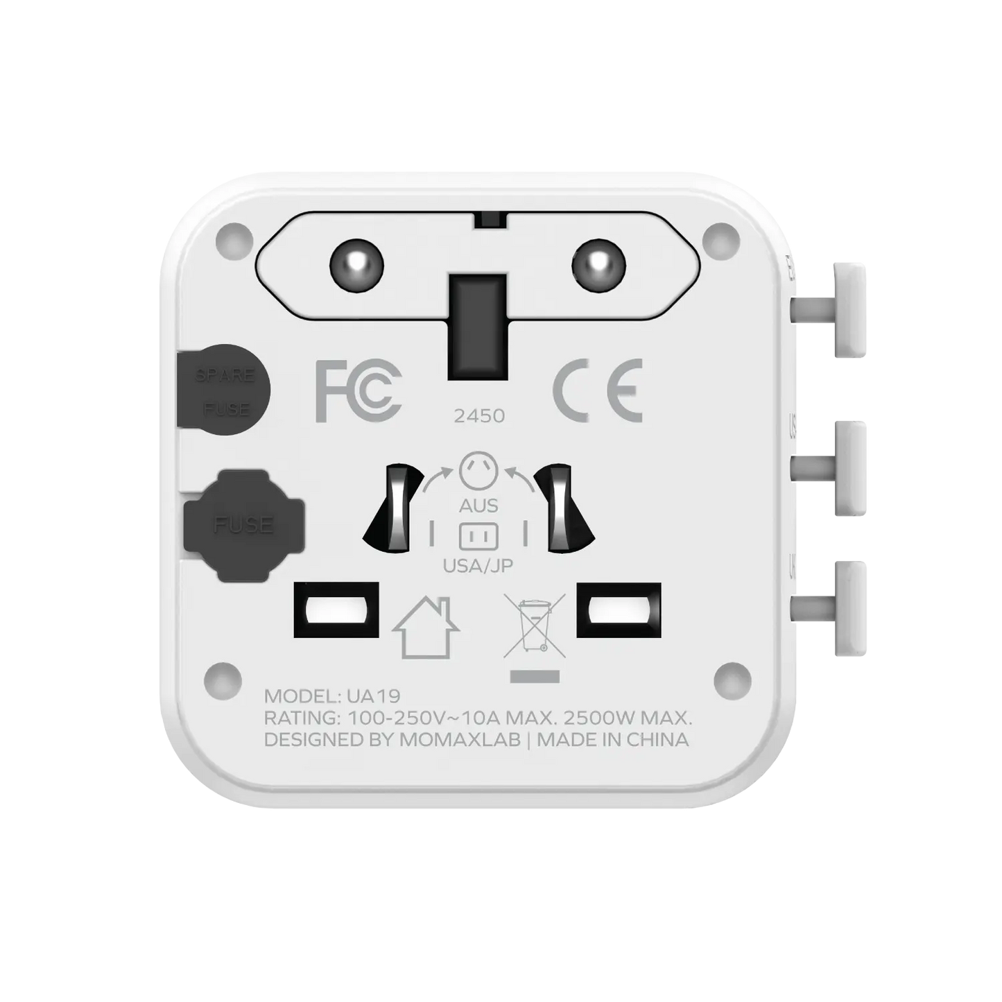 1-World Universal Travel Charger with Dual AC