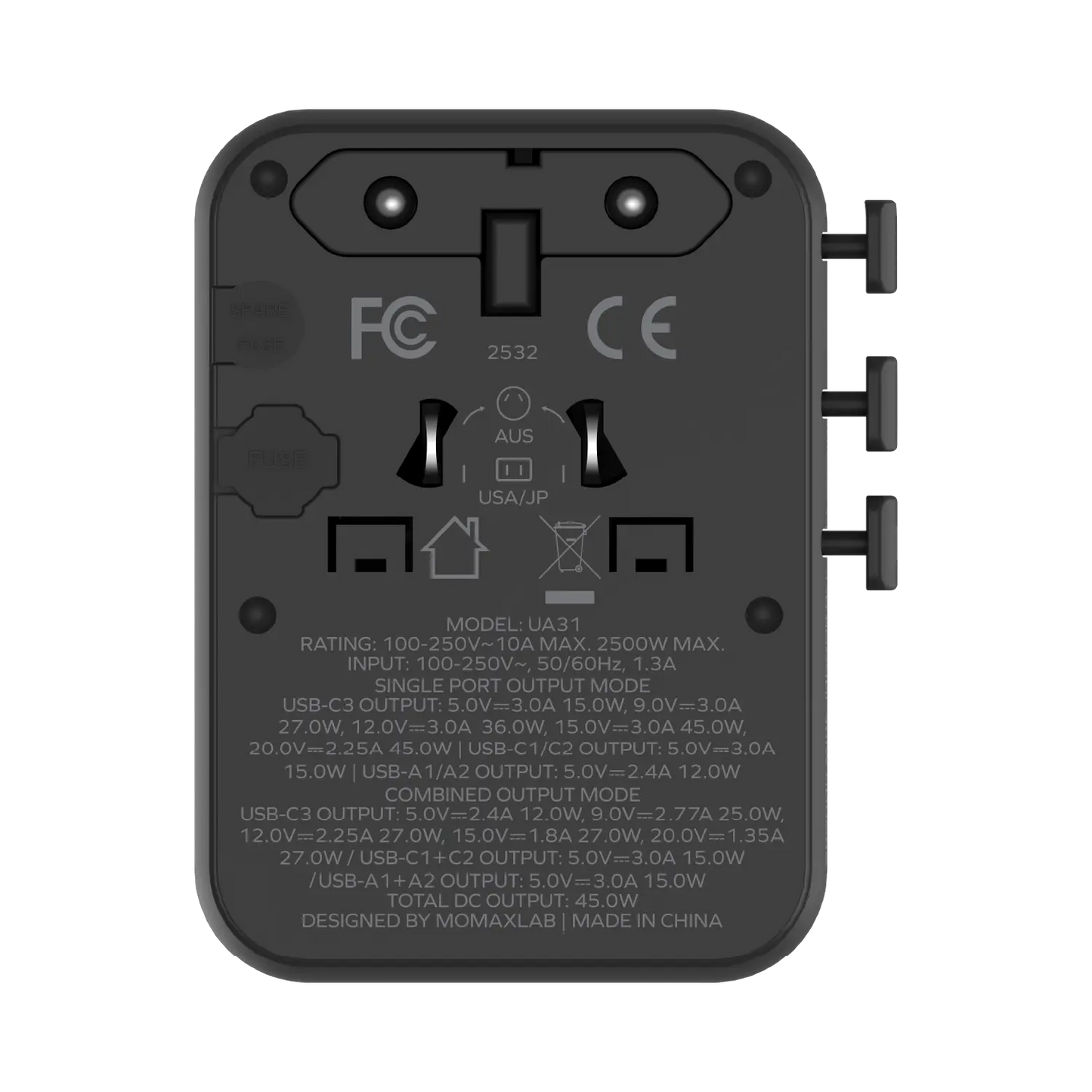 1-World²
45W 5-Port Dual AC Travel Adapter