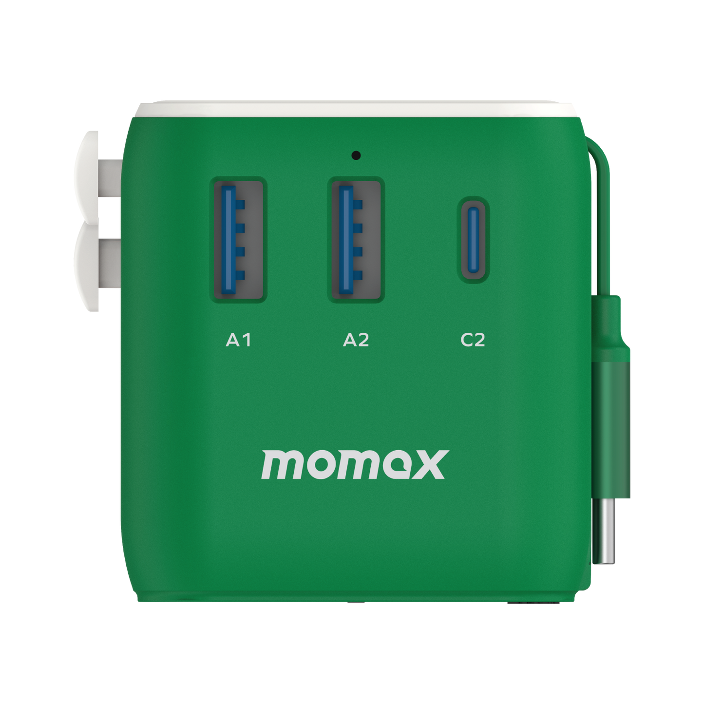 1-World+ 3-Port Travel Charger Built-In USB-C Cable 25W