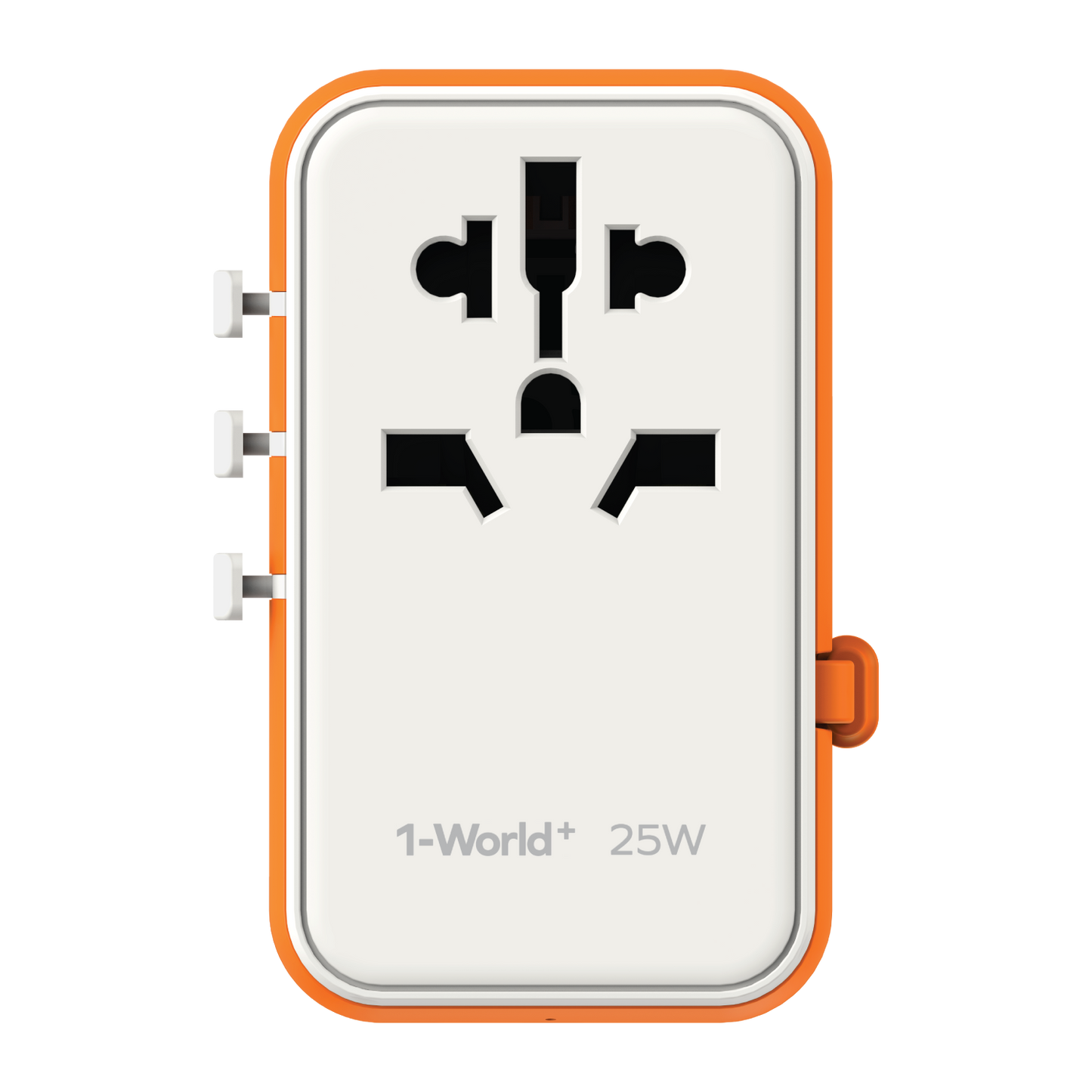 1-World+ 3-Port Travel Charger Built-In USB-C Cable 25W