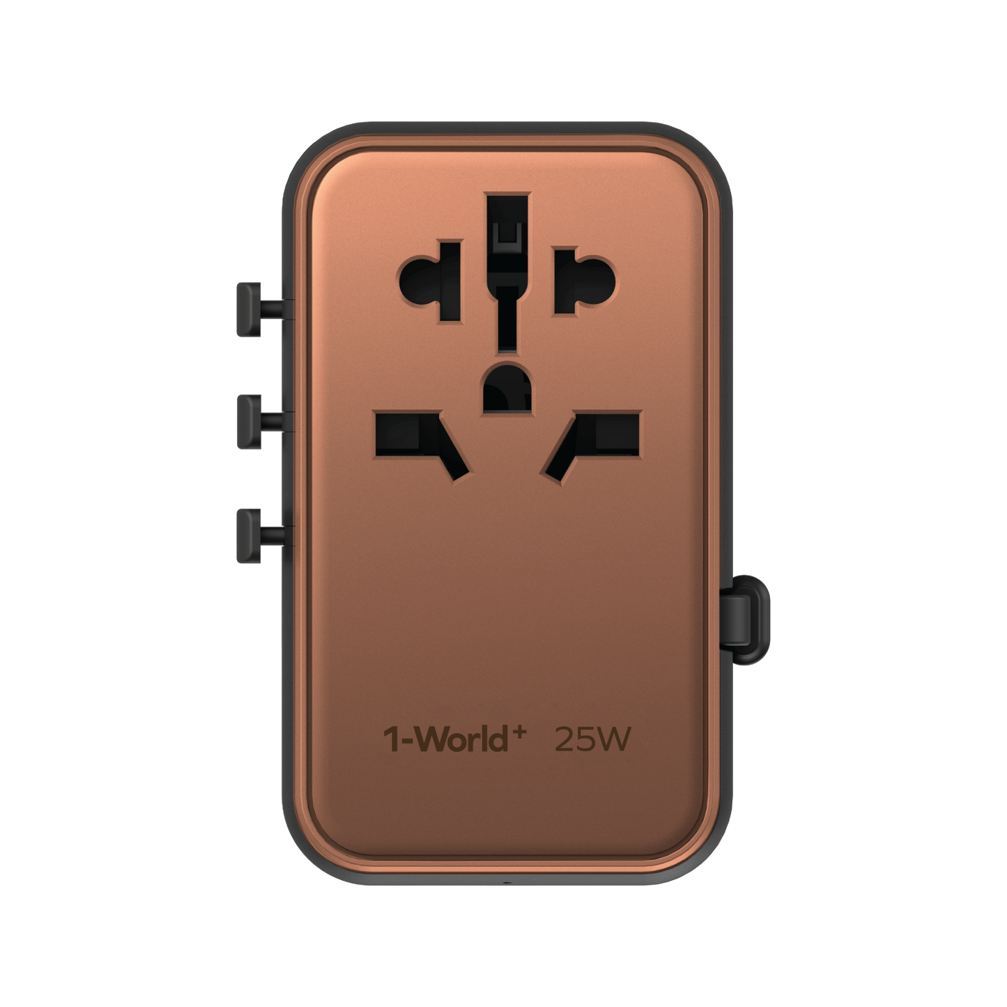 1-World+ 3-Port Travel Charger Built-In USB-C Cable 25W