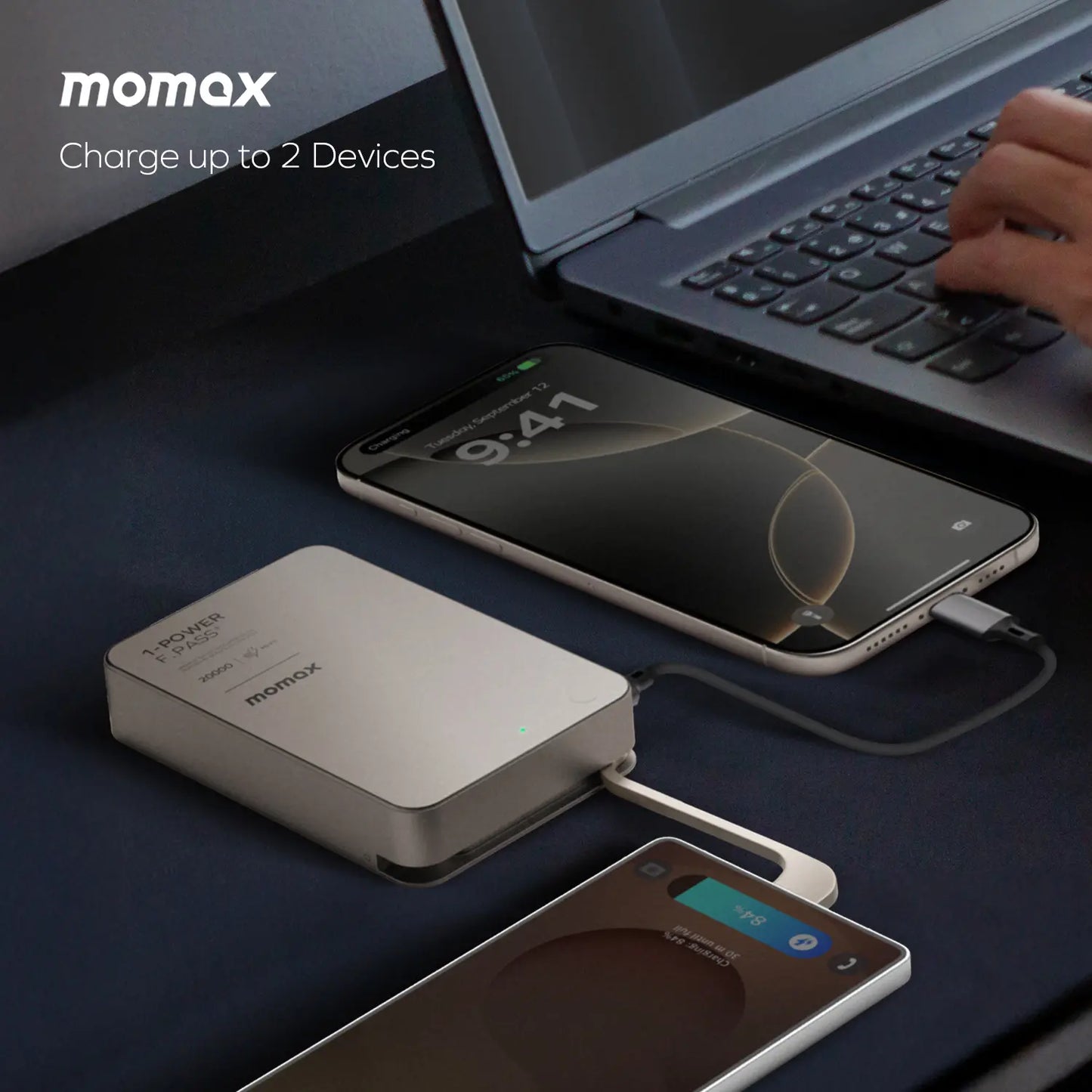 1-Power F.Pass⁺ 20000mAh Battery Pack with Built-in Cable and Magnetic Attachment