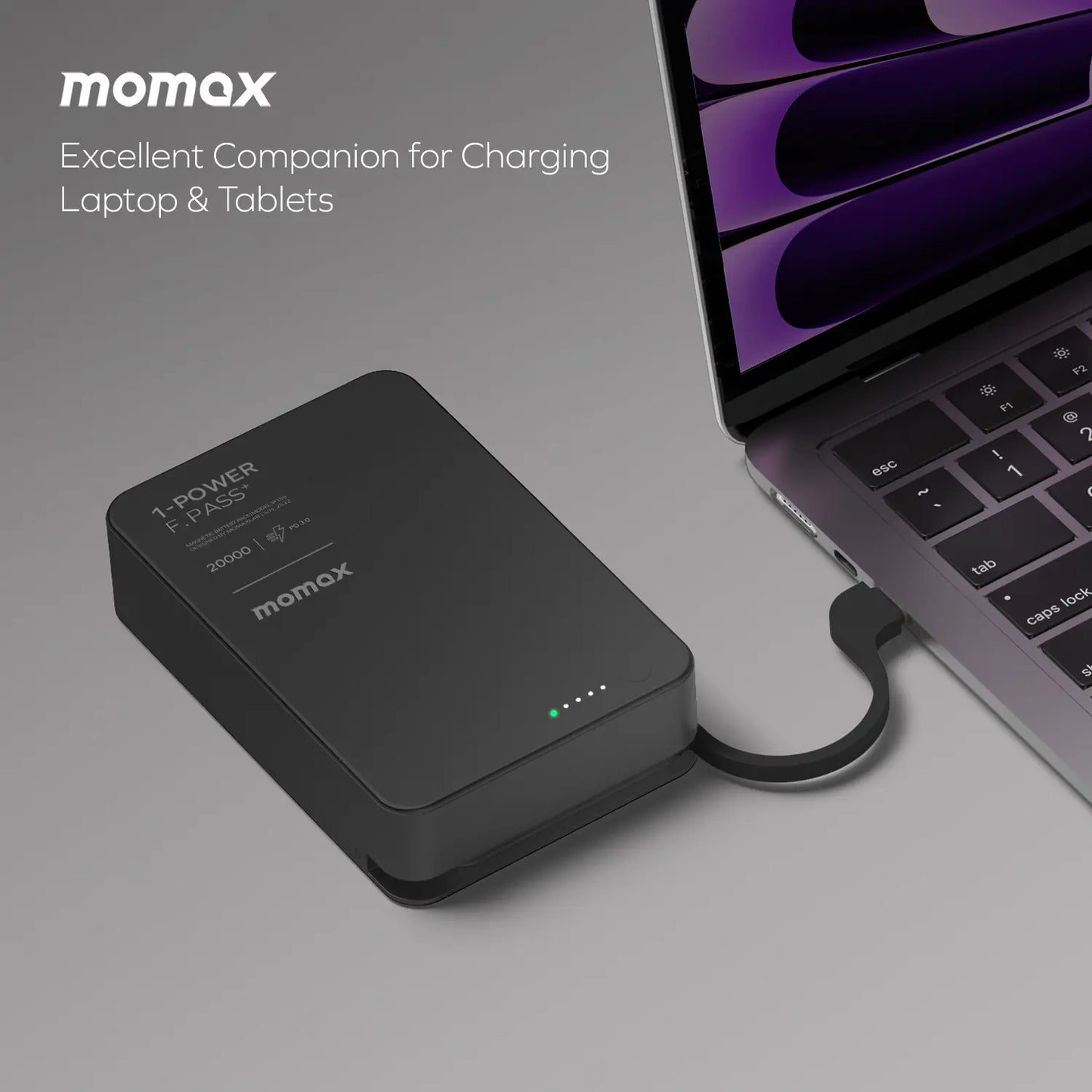 1-Power F.Pass⁺ 20000mAh Battery Pack with Built-in Cable and Magnetic Attachment