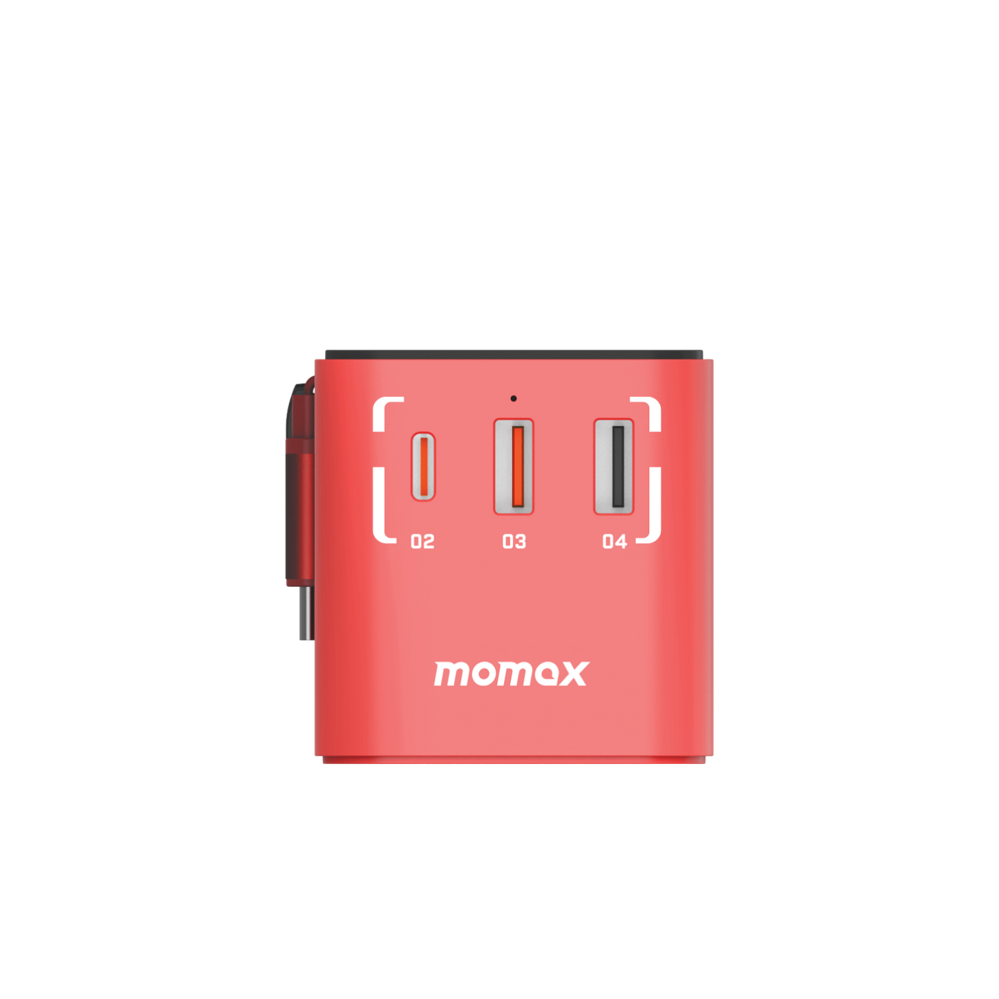 1-World+ 3-Port Travel GaN Charger With Built-in USB-C Cable 70W - Limited Edition
