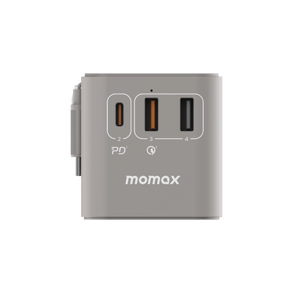 1-World+ 3-Port Travel GaN Charger With Built-in USB-C Cable 70W
