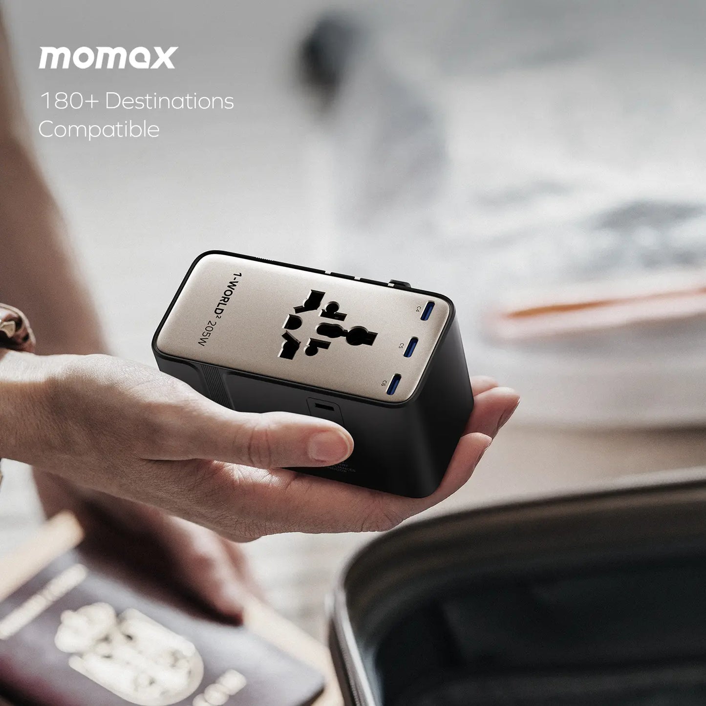 1-World² 205W 7-Port Dual AC Travel Adapter