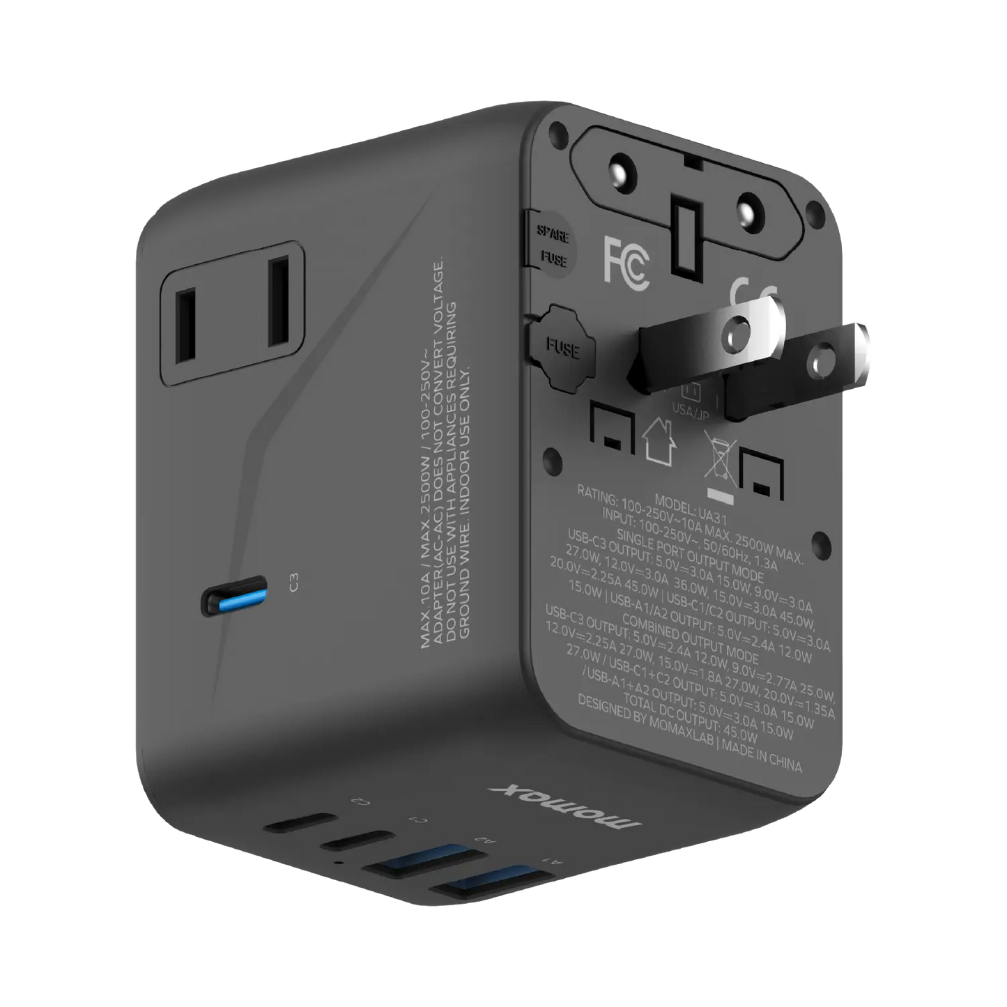 1-World² 45W 5-Port Dual AC Travel Adapter