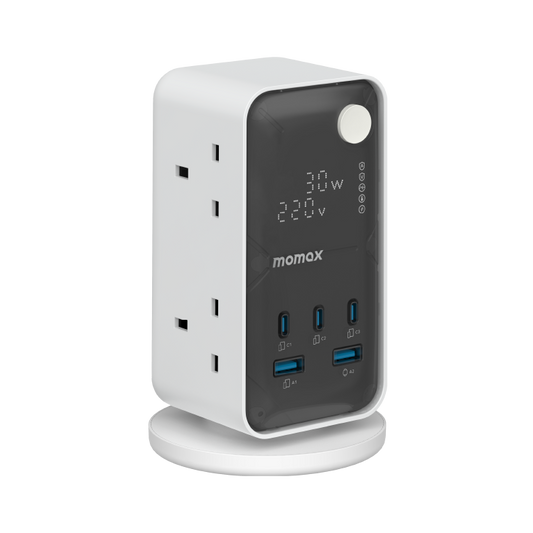 1-Charge Work Flow 6-Outlet GaN Power Tower 35W with USB Ports
