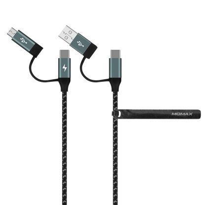 OneLink 4-in-1 USB-A & USB-C to Micro USB & USB-C Braided Cable 60W 1.2m